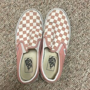 Gently Used Vans, Pink/White Checked, size US Women 7, US Men 5.5